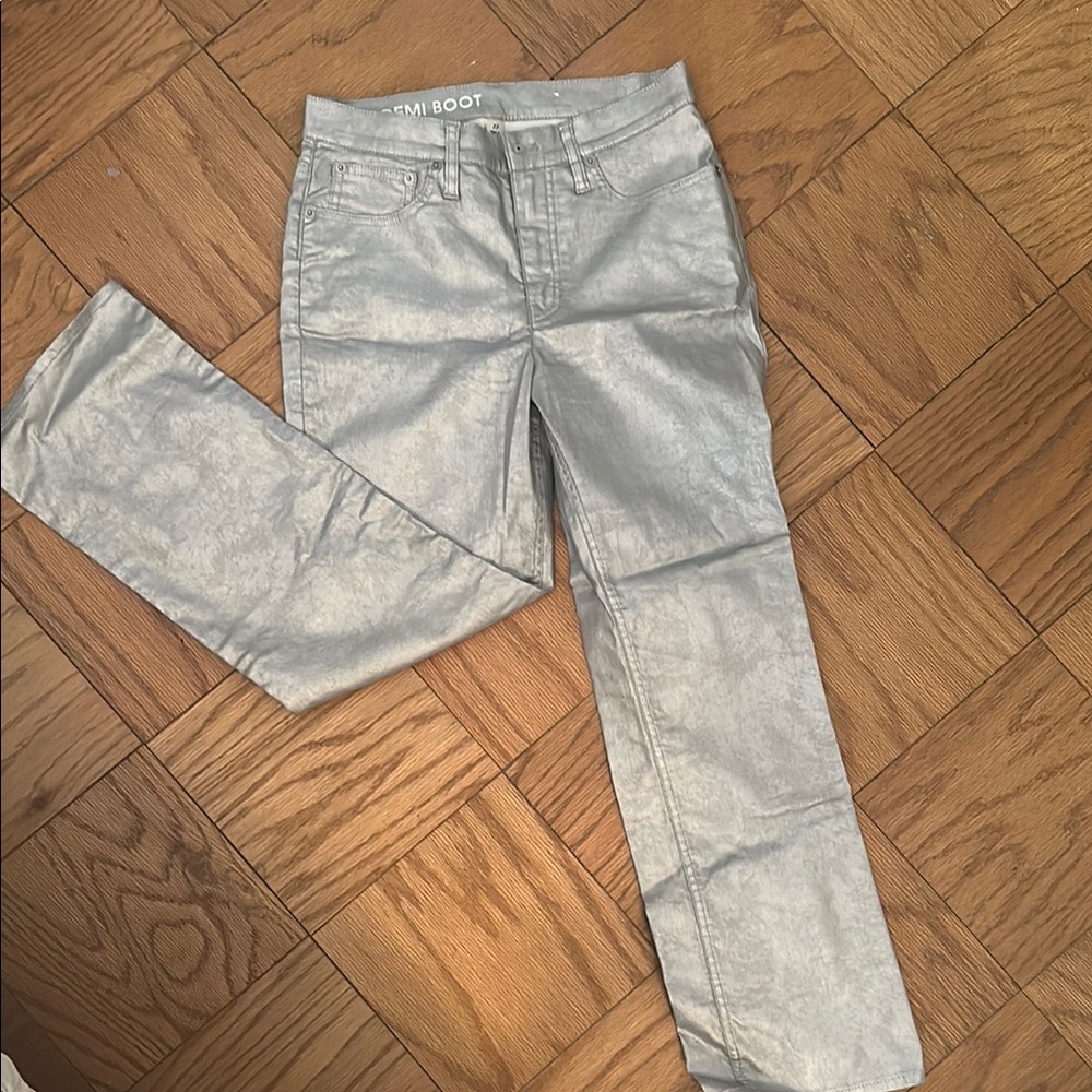 J Crew Silver Metallic Jeans
